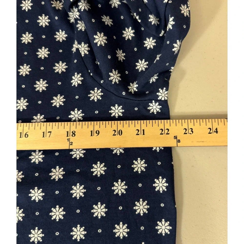 Croft & Barrow Boatneck Tee Women XXL Blue Snowflake 3/4 Sleeve Cotton‎ Top NEW